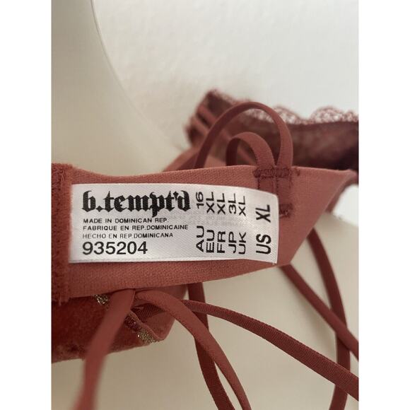 B. Tempt'd Lingerie Bralette Lace Velvet Gold Trim Strappy - Picture 8 of 8
